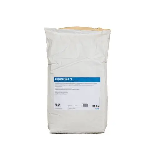 Weißer Sack mit Produktinformation, auf dem das Logo von BWT zu sehen ist. Der Inhalt ist als Pulver verpackt und wiegt 25 kg.